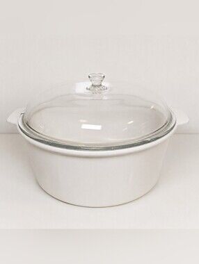 Princess House Nouveau 6 Quart Dutch Oven Glass Lid White Casserole